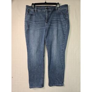 Talbots Jeans Women 16 Petite Blue Denim Flawless 5 Pocket Straight‎ Leg Jean